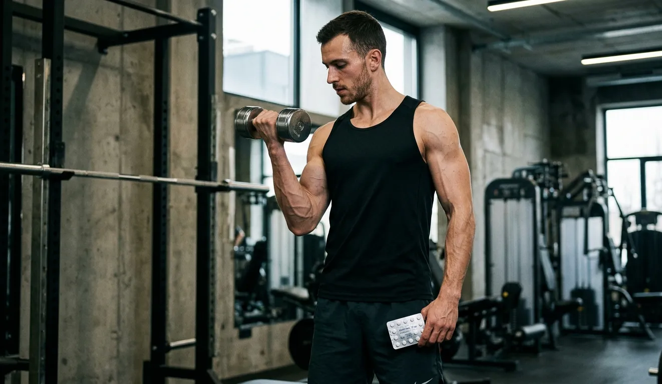Winstrol Wirkung: Stanozolol Effekte auf Definition und Muskulatur 1 Extrem definierter und vaskulärer Athlet mit Winstrol-Tabletten zeigt Stanozolol-Effekte auf Muskelhärte