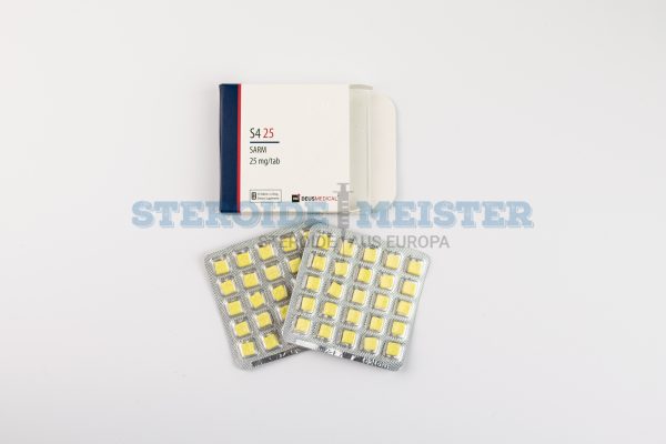 S4 25 (Andarine) von Deus Medical, 25 mg/Tablette, 50 Tabletten pro Packung, zur Unterstützung beim Muskelaufbau und Fettabbau