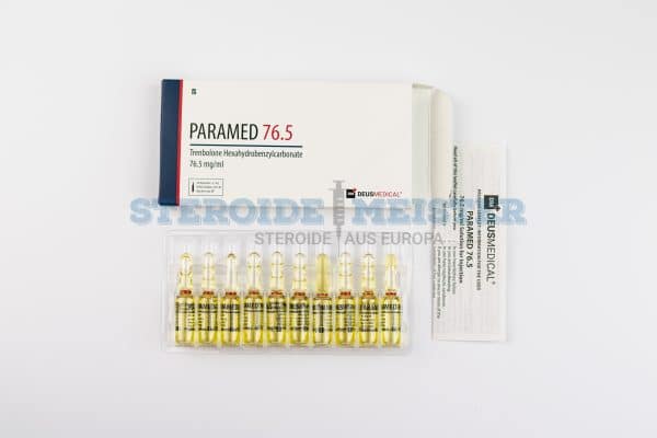 Paramed 76.5 (Trenbolonhexahydrobenzylcarbonat) von Deus Medical, 76,5mg/ml, 10 Ampullen, zur Unterstützung von Muskelaufbau und Leistung