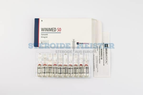 Winimed 50 (Stanozolol) von Deus Medical, 50mg/ml, 10 Ampullen, zur Förderung von Muskeldefinition und Leistungssteigerung