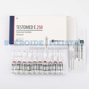 Testomed E 250 (Testosteron-Enanthat) von Deus Medical, 10 Ampullen mit 250mg/ml, zur Testosteronersatztherapie und Muskelaufbau