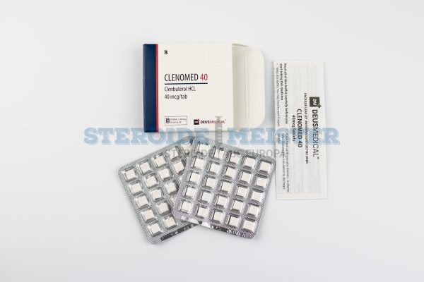 Clenomed 40 (Clenbuterol) Deus Medical, 40 mcg/Tablette, verwendet zur Unterstützung bei Fettverbrennung und Atemwegserkrankungen