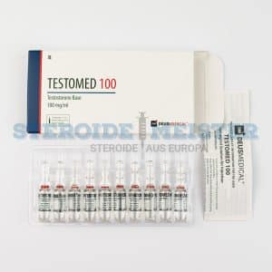 Testomed 100 (Testosteron-Basis) von Deus Medical, 10 Ampullen mit 100mg/ml, für schnelle Testosteronwirkung und Leistungssteigerung