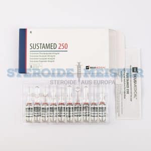 Sustamed 250 (Sustanon) von Deus Medical, 10 Ampullen mit 250mg/ml, zur Kombination von Testosteronestern für effektiven Muskelaufbau und Leistungssteigerung