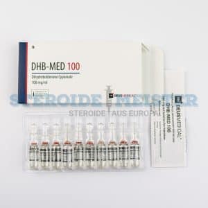 DHB-MED 100 (Dihydroboldenon Cypionat) von Deus Medical, 100 mg/ml, zur Unterstützung von Muskelaufbau und Leistungssteigerung, in einer Packung mit 10 Ampullen