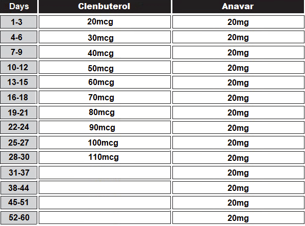 Anavar und Clenbuterol Stack (für Männer) zeitplan