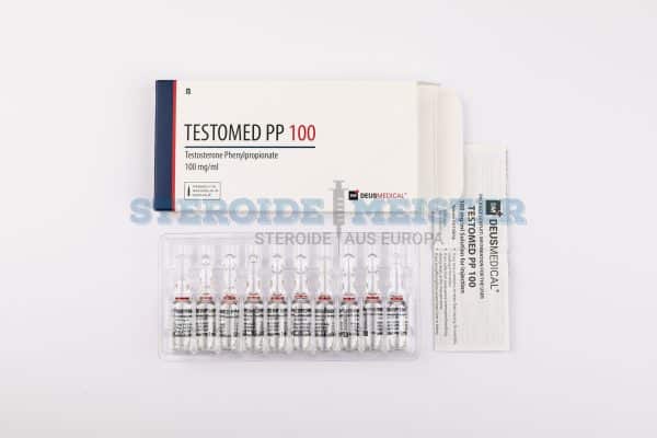 TESTOMED PP 100 (Testosterone Phenylpropionate) von Deus Medical, 100mg/ml, zur Unterstützung von Muskelaufbau und Leistungssteigerung.