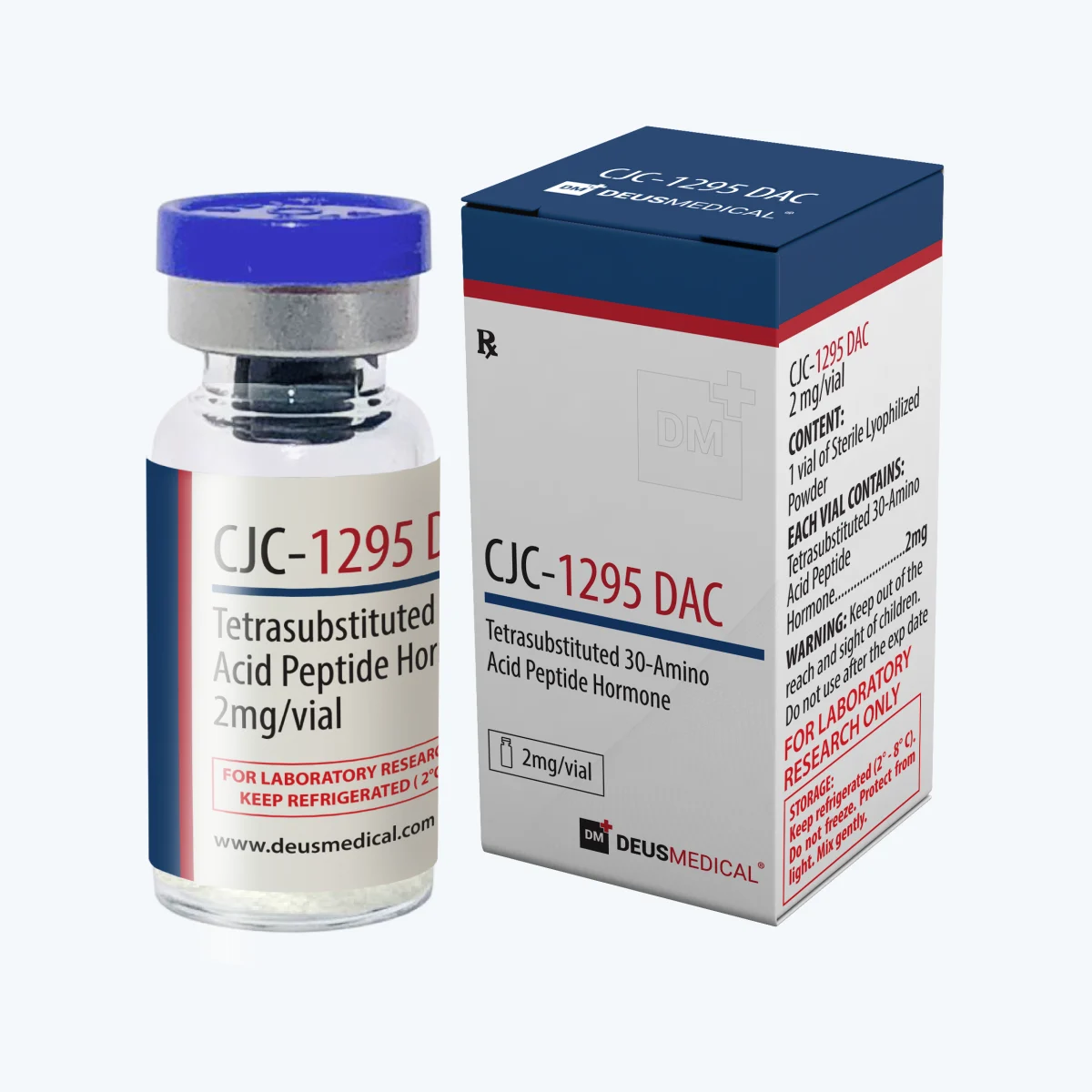 CJC-1295 DAC HORMONE Deus Medical 1 CJC-1295 DAC HORMONE Deus Medical – Fläschchen mit Verpackung