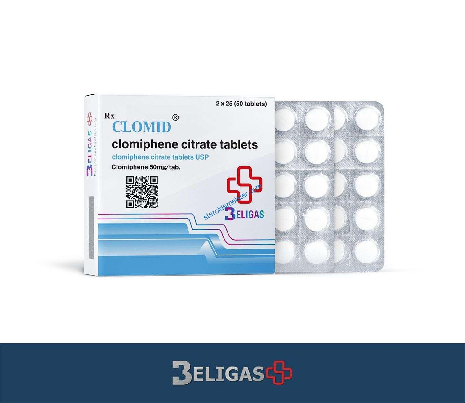 Clomid (Clomiphene) Beligas 50 tabs 50mg/tab 1 Clomid (Clomiphene) Beligas 50 tabs 50mg/tab