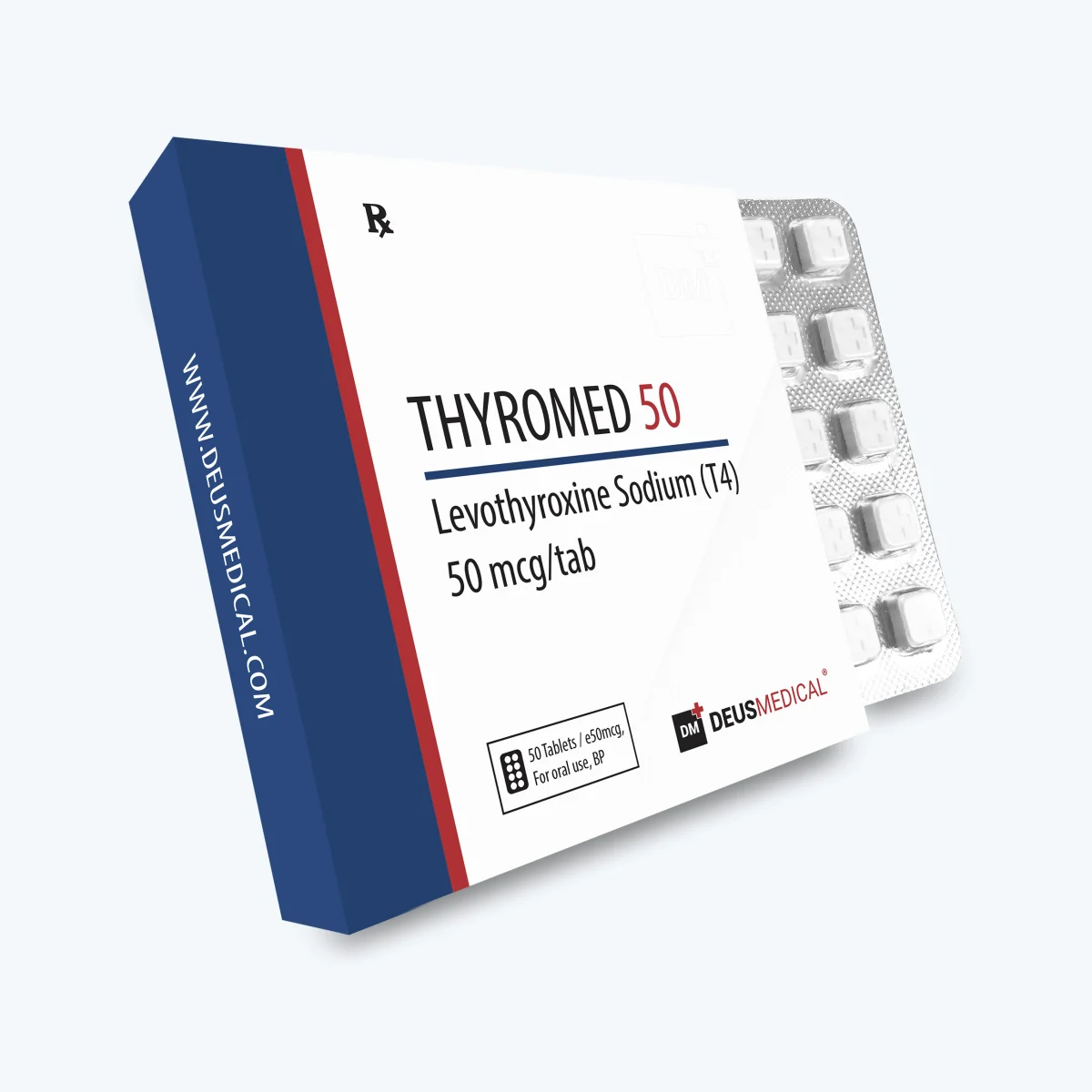 Thyromed 50 (Levothyroxin-Natrium (T4)) Deus Medical – Vorderseite der Verpackung