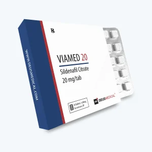 Viamed 20 (Sildenafil-Zitrat) Deus Medical – Vorderseite der Verpackung