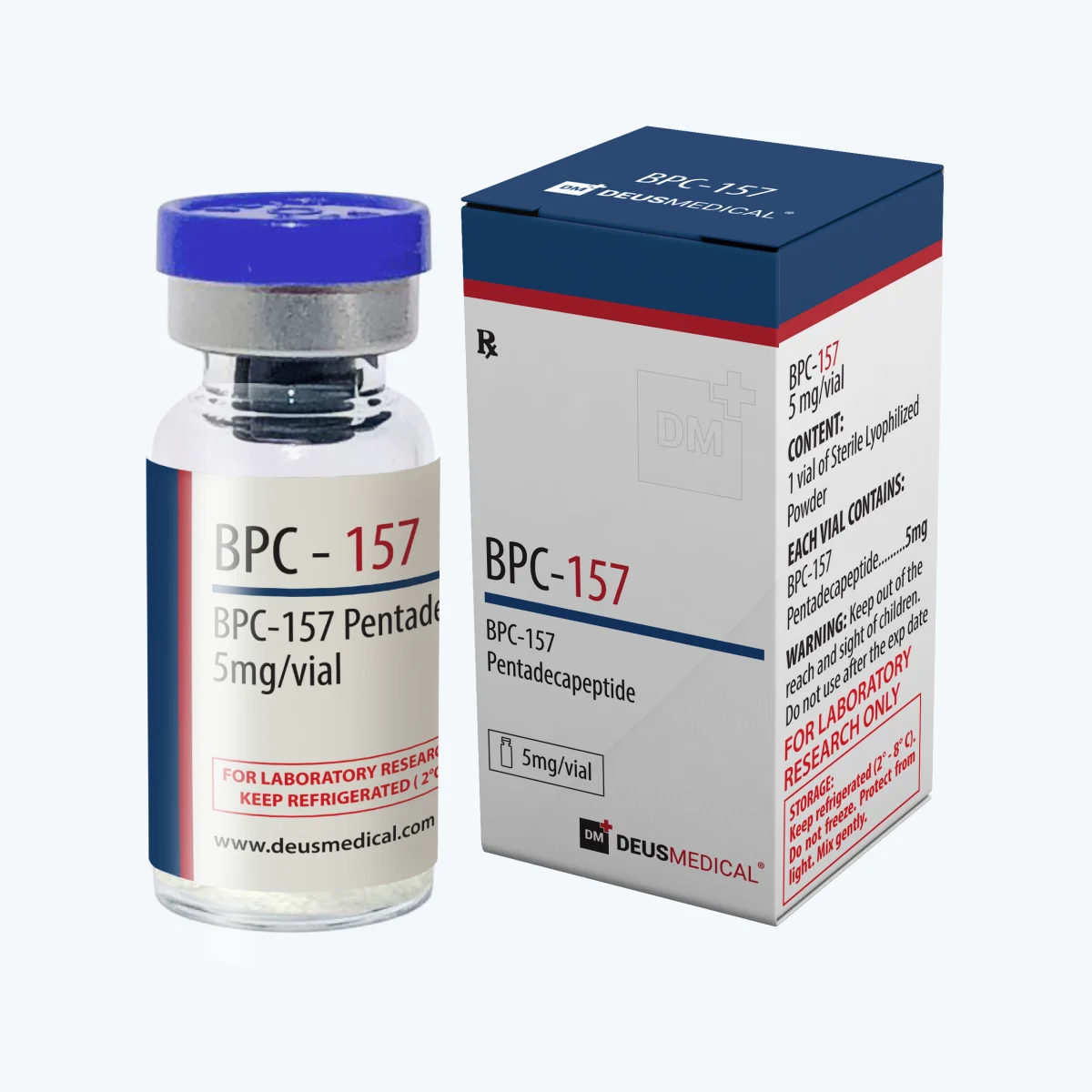 BPC-157 Peptide Deus Medical 1 BPC-157 Peptide Deus Medical – Fläschchen mit Verpackung