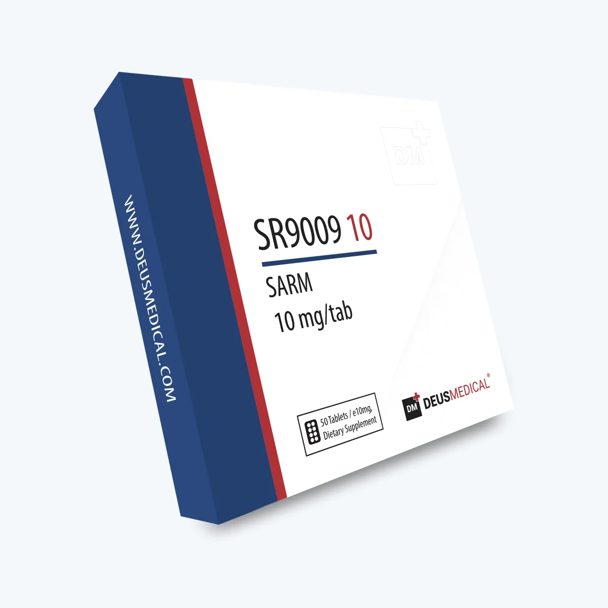 SR9009 10 (Stenabolic) DeusMedical 10mg/Tab 50 Tab – Vorderseite der Verpackung