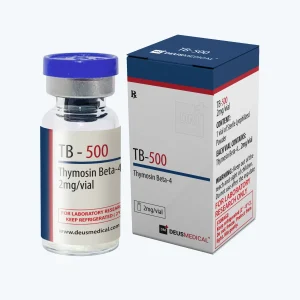 TB-500 PEPTIDE Deus Medical – Fläschchen mit Verpackung