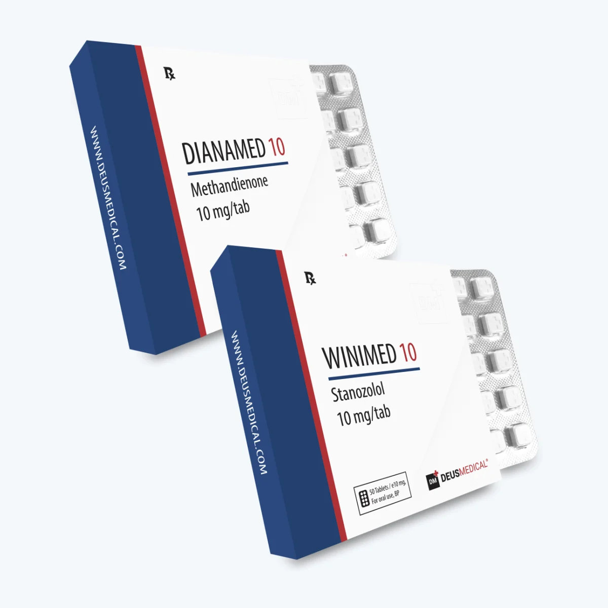 Dianabol + Winstrol: Kur für Massenzunahme-Deus Medical – enthaltene Produkte: Dianamed 10, Winimed 10