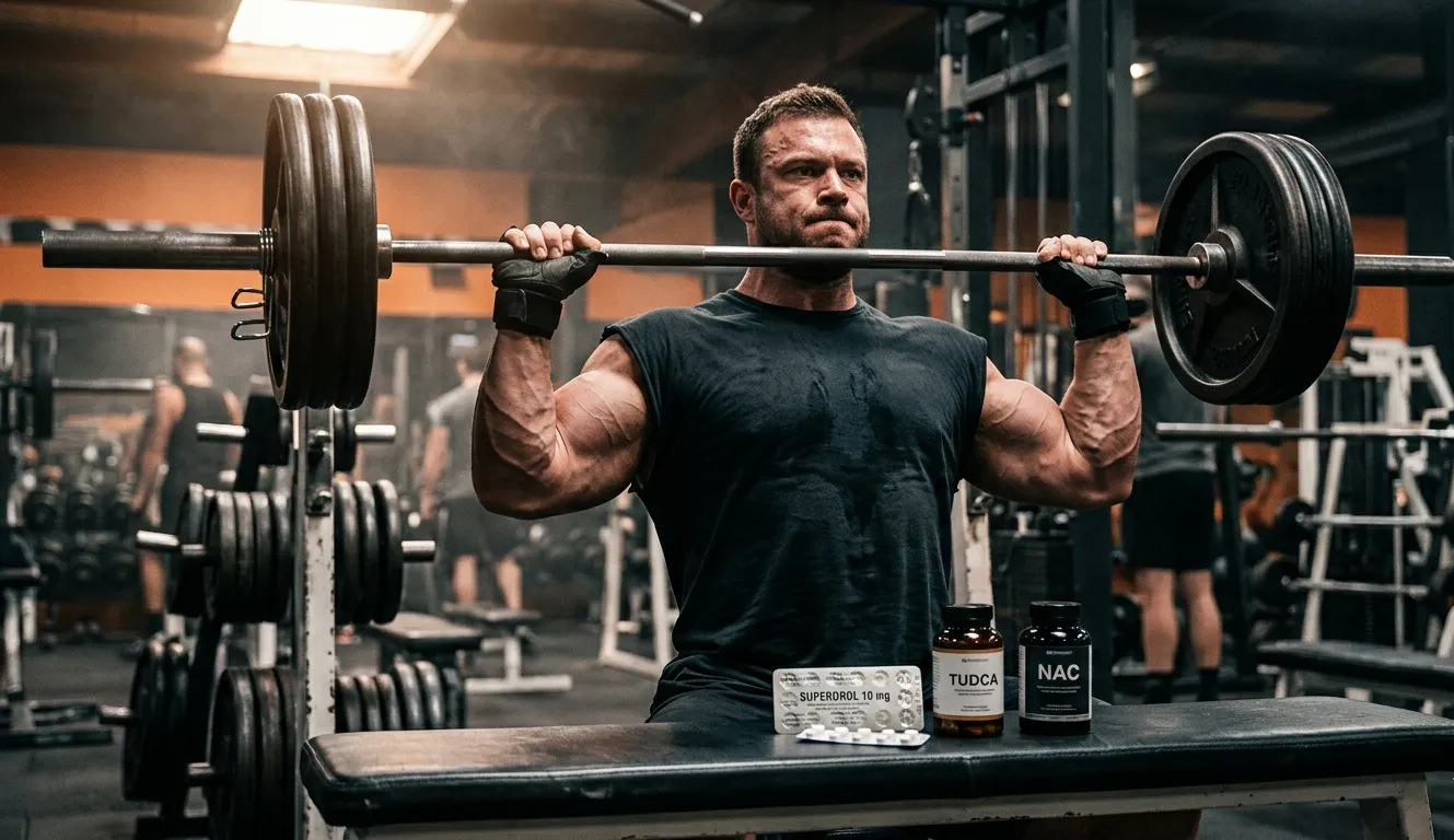 Superdrol Wirkung – Bodybuilder mit granitharter Muskelmasse zeigt Methyldrostanolon-Effekte mit Leberschutz