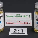 Testosteron Enantat 250 mg und Deca Durabolin 250 mg Fläschchen nebeneinander mit Spritze – Testosteron vs Deca Durabolin Vergleich
