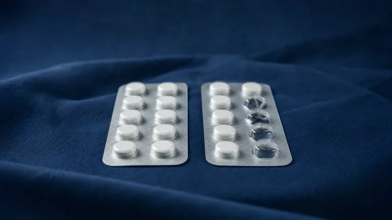 Zwei Tablettenblister nebeneinander auf Leinen – Anadrol vs. Superdrol im Vergleich