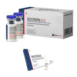 HGH Kur Plan Wachstumshormon Solo mit einem Deustropin 120 IE Somatropin Kit und Watermed bakteriostatischem Wasser für 12 Wochen Fettabbau, Regeneration und Anti-Aging.