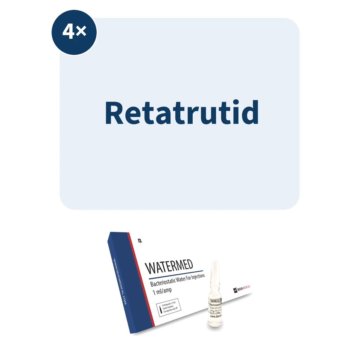 Retatrutid Abnehmkur – Triple-Agonist Gewichtsverlust in 12 Wochen 1 Retatrutid Abnehmkur mit vier Retatrutid 12 mg Vials und Watermed bakteriostatischem Wasser für 12 Wochen Triple-Agonist Gewichtsverlust.