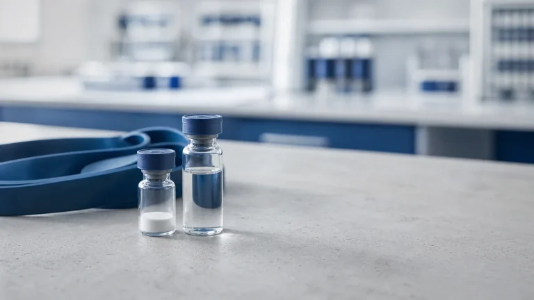 Peptid-Fläschchen mit Pulver, Wasserfläschchen und Widerstandsband – IGF-1 LR3 für Muskelwachstum und Fettabbau